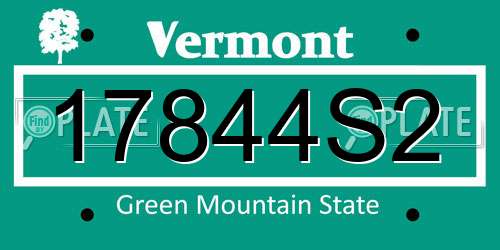 17844S2 Vermont License Plate