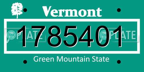 1785401 Vermont License Plate