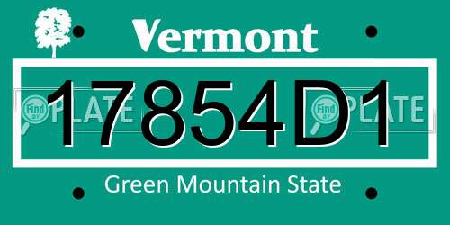 17854D1 Vermont License Plate