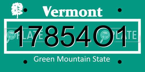 17854O1 Vermont License Plate