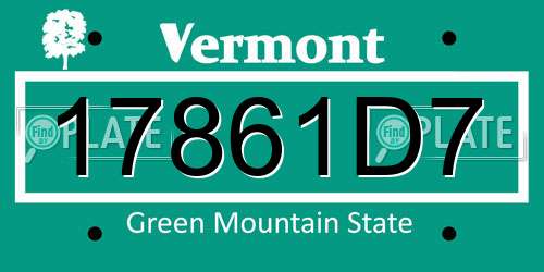 17861D7 Vermont License Plate