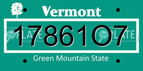 17861O7 Vermont License Plate
