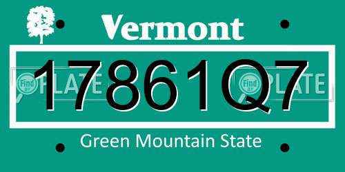 17861Q7 Vermont License Plate
