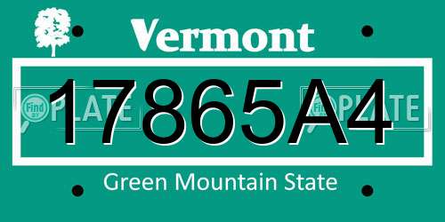 17865A4 Vermont License Plate