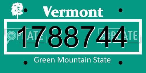 1788744 Vermont License Plate
