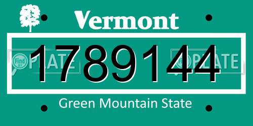 1789144 Vermont License Plate