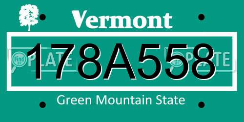 178A558 Vermont License Plate