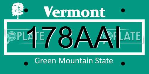178AAI Vermont License Plate