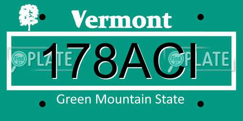 178ACI Vermont License Plate
