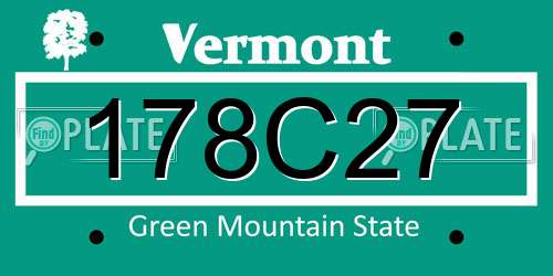 178C27 Vermont License Plate
