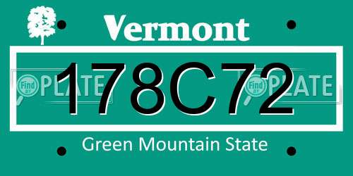 178C72 Vermont License Plate