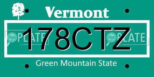 178CTZ Vermont License Plate