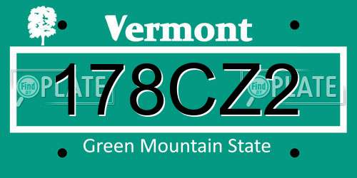 178CZ2 Vermont License Plate