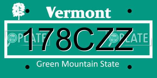 178CZZ Vermont License Plate