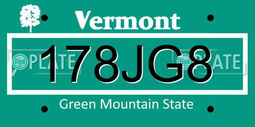 178JG8 Vermont License Plate
