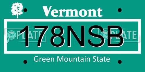 178NSB Vermont License Plate