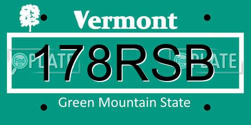 178RSB Vermont License Plate