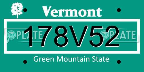 178V52 Vermont License Plate