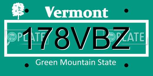 178VBZ Vermont License Plate