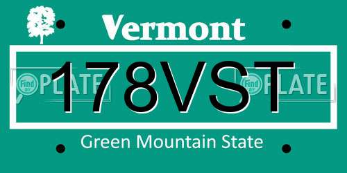 178VST Vermont License Plate