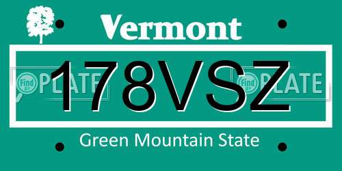 178VSZ Vermont License Plate