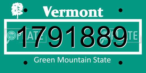 1791889 Vermont License Plate