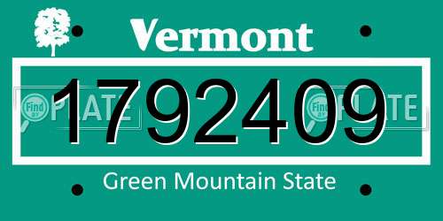 1792409 Vermont License Plate
