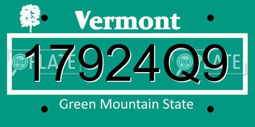 17924Q9 Vermont License Plate