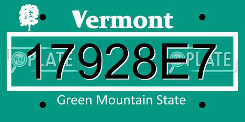 17928E7 Vermont License Plate