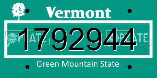 1792944 Vermont License Plate