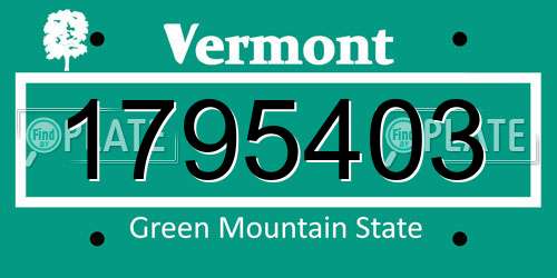 1795403 Vermont License Plate