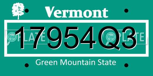 17954Q3 Vermont License Plate