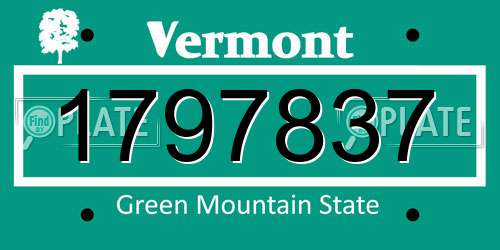 1797837 Vermont License Plate