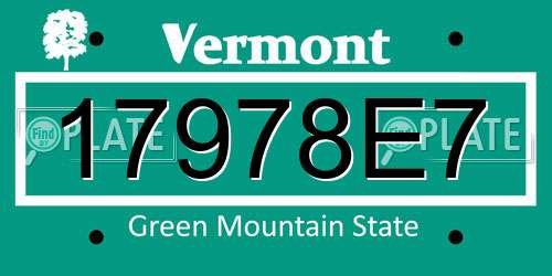 17978E7 Vermont License Plate