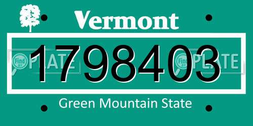 1798403 Vermont License Plate
