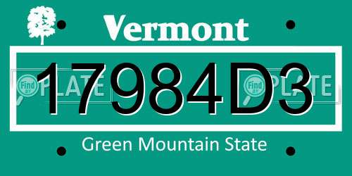 17984D3 Vermont License Plate