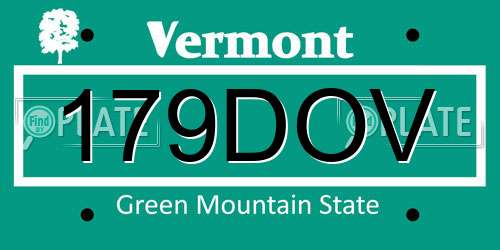 179DOV Vermont License Plate