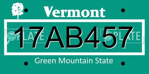 17AB457 Vermont License Plate