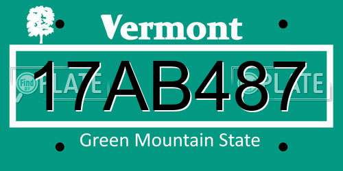 17AB487 Vermont License Plate