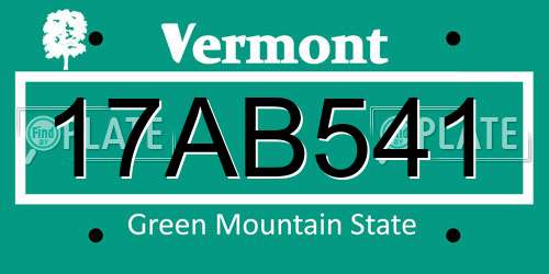 17AB541 Vermont License Plate