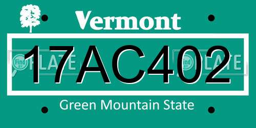 17AC402 Vermont License Plate