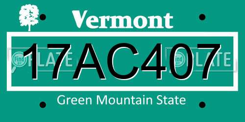17AC407 Vermont License Plate