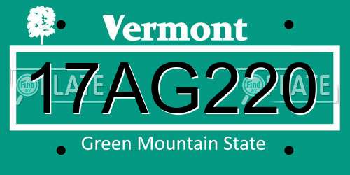 17AG220 Vermont License Plate