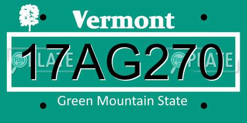17AG270 Vermont License Plate