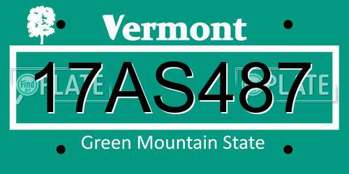 17AS487 Vermont License Plate