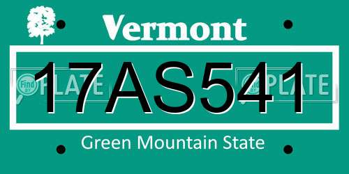 17AS541 Vermont License Plate