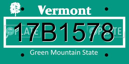 17B1578 Vermont License Plate