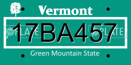 17BA457 Vermont License Plate