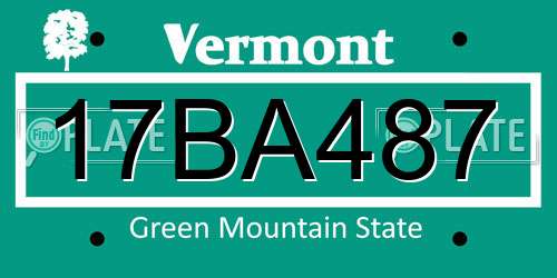 17BA487 Vermont License Plate