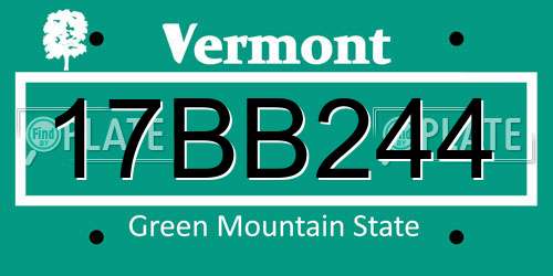 17BB244 Vermont License Plate